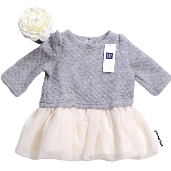 NWT Baby Gap Gray Quilted Sweatshirt Tutu Dress - Picture 2 of 8